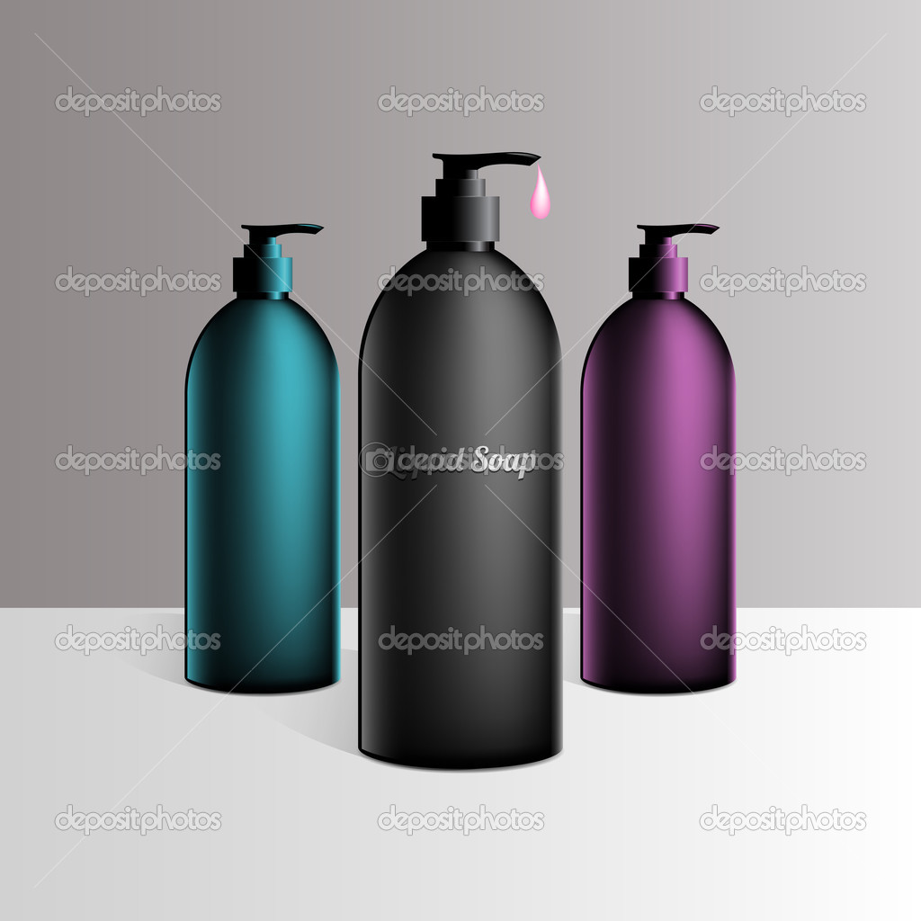 Gel, Foam Or Liquid Soap Dispenser Pump Plastic Bottle. Vector
