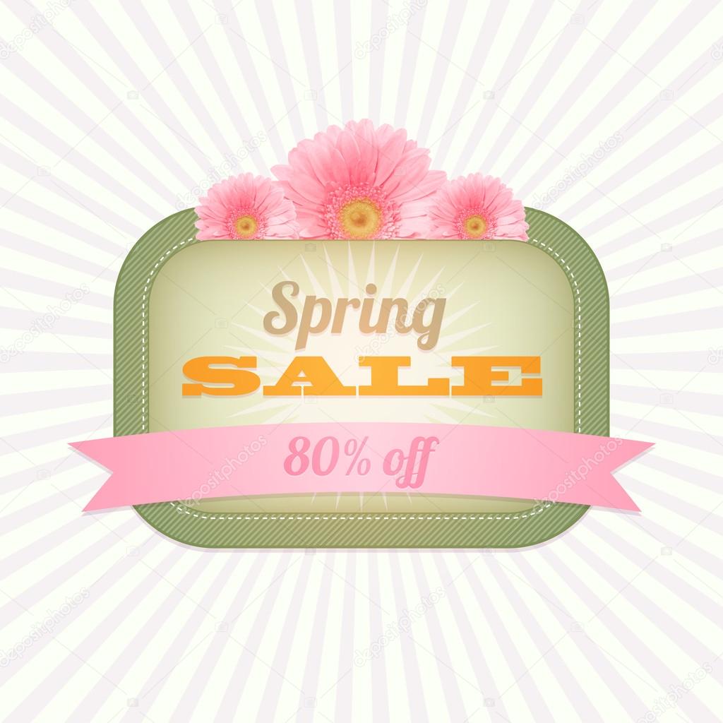 Vintage card - Spring Sale. Vector illustration