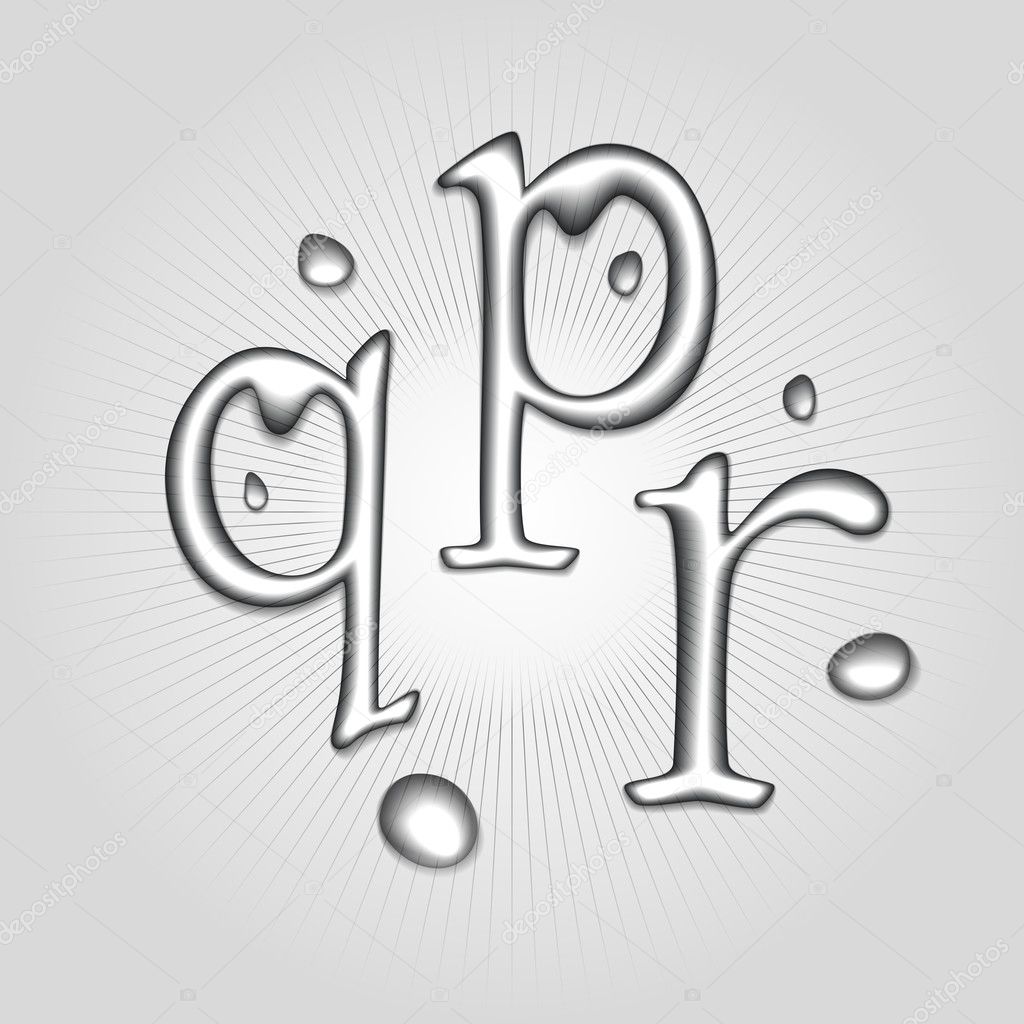 Vector water letters P, Q, R.
