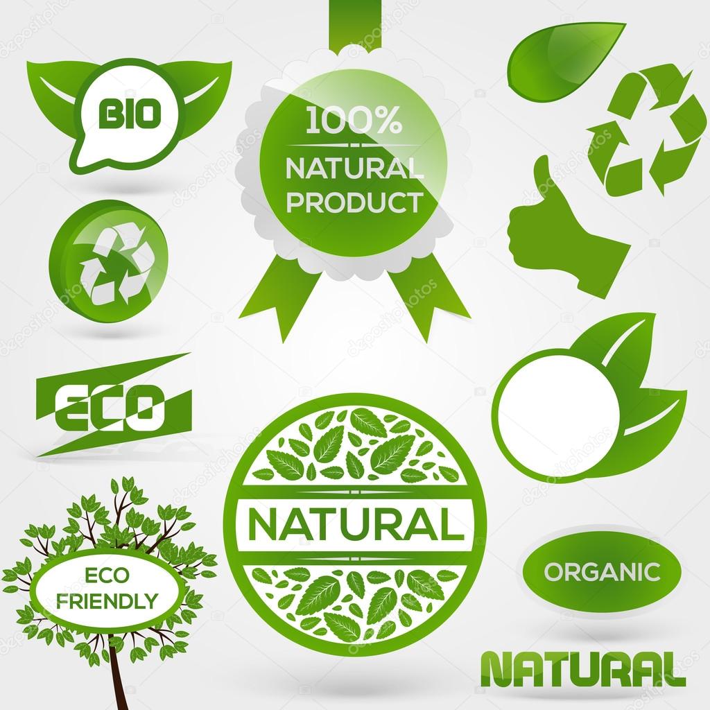 Vector Eco Stamps and Labels. Eco Style.