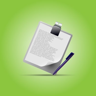 Clipboard with pen,  vector illustration   clipart