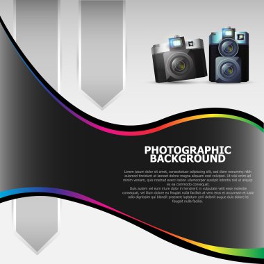Vector background with the cameras and place for text clipart