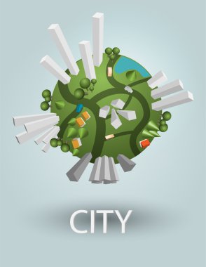 Earth with city. Vector concept. clipart