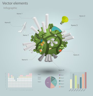 infographics endüstriyel binalar ve yerleşim alanları. vektör çizim.