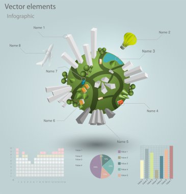Infographics Industrial buildings and residential areas. Vector illustration. clipart