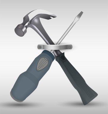 Hammer and Screwdriver. Vector illustration clipart