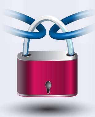 Pink lock. Vector illustration. clipart