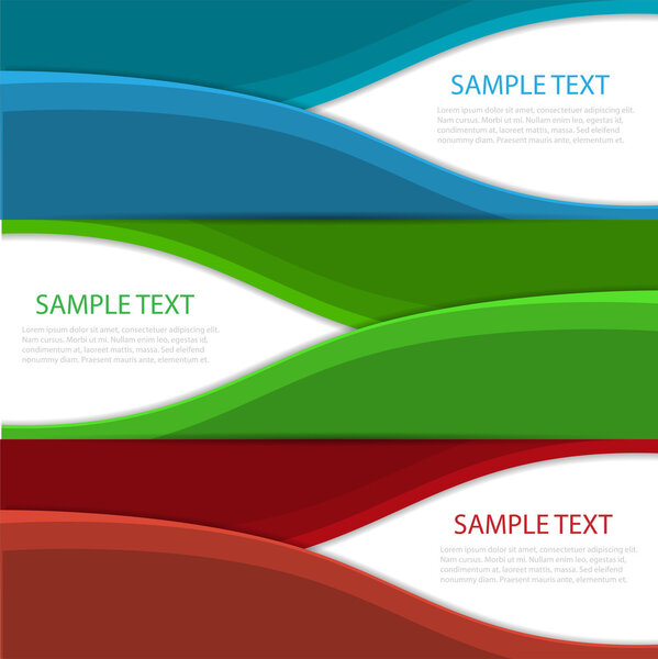 Collection banners modern wave design, colorful background.