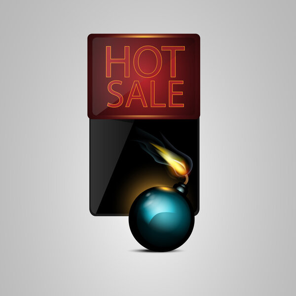 Vector Black Bomb with Sale Banner
