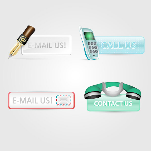 Набор значков "свяжитесь с нами", "напишите нам", "позвоните нам"
