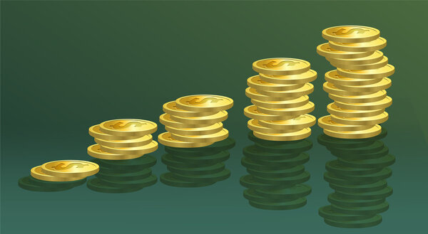 Gold coins. Vector illustration.