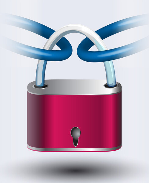Pink lock. Vector illustration.