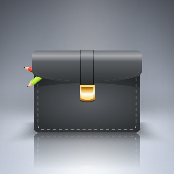 Brief case with pencils. Vector illustration.