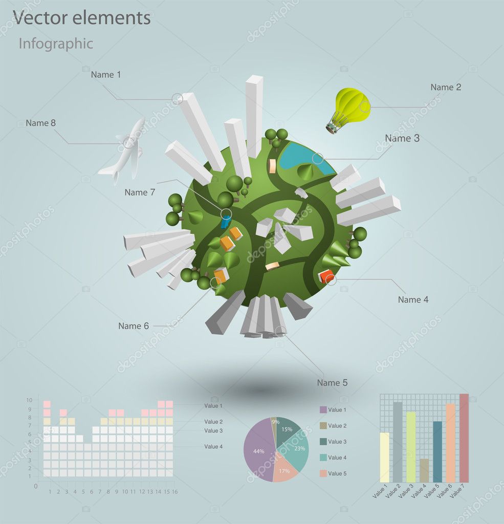 Infographics Industrial buildings and residential areas. Vector illustration.