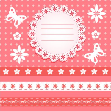 Greeting Card with butterfly and floral. Vector clipart