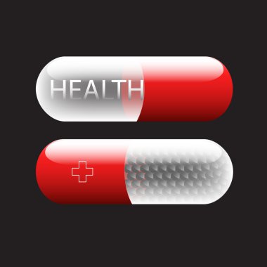 Health in Capsule Pill. Vector clipart