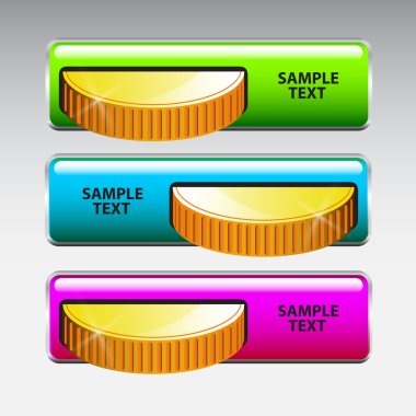 Inserting coin in machine. Vector clipart
