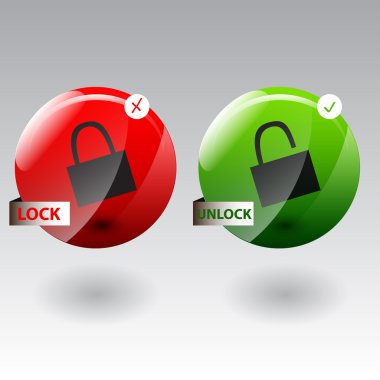 Vector illustration of security concept with locked and unlocked pad lock clipart