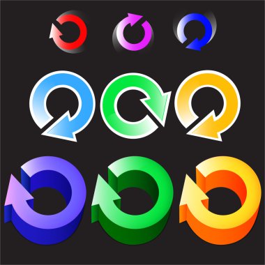 Set of circular colored arrows logos. Vector clipart