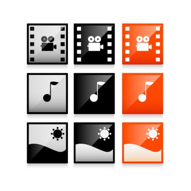 Multimedia icons: photo, video, music vector set clipart
