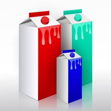 Milk carton with screw cap. Collection of milk boxes clipart