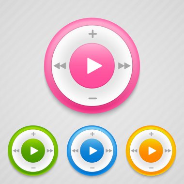 Play ,Pause and Stop buttons. Music icons. Vector illustration. clipart