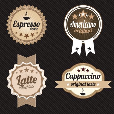 Coffee labels and badges. Vector clipart
