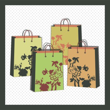Vector floral alışveriş torbaları