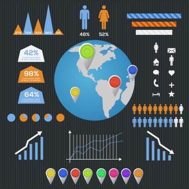 World Map and Information Graphics. clipart