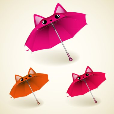 Set of kitty umbrellas clipart