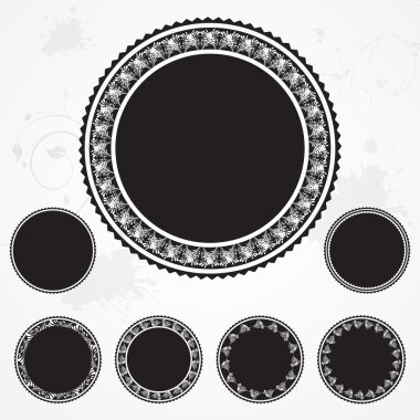 Vintage black lace badges clipart