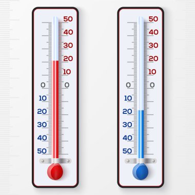 Red and blue thermometers clipart