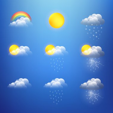 Vector weather icons collection clipart