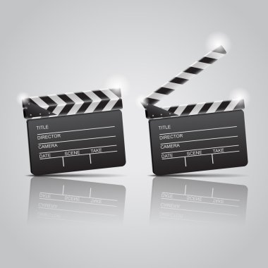 Film clap boards cinema. Vector illustration clipart