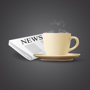 Cup of coffee and newspaper vector illustration clipart
