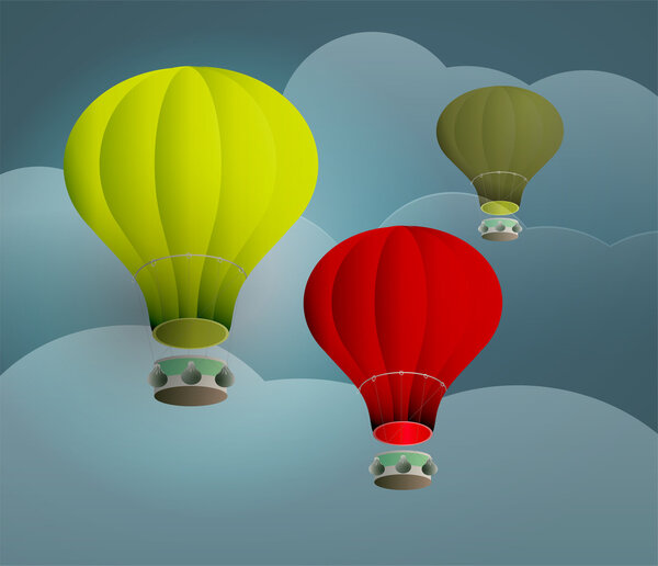 Векторная иллюстрация красочных воздушных шаров на небе
.