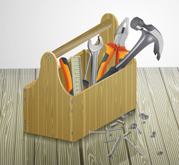Toolbox with tools. Vector illustration.