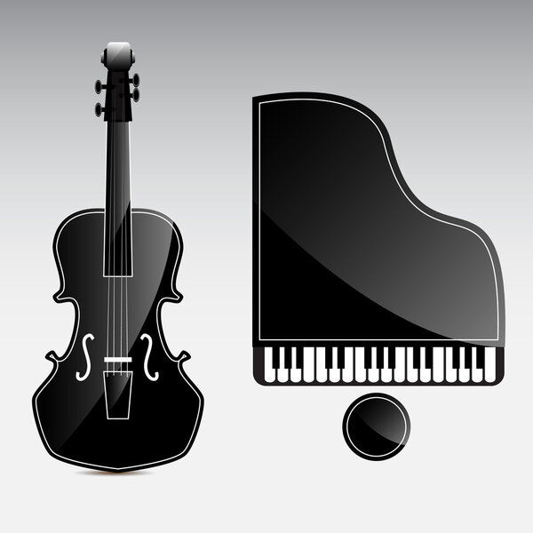 Набор векторных музыкальных инструментов - рояль и контрабас
.