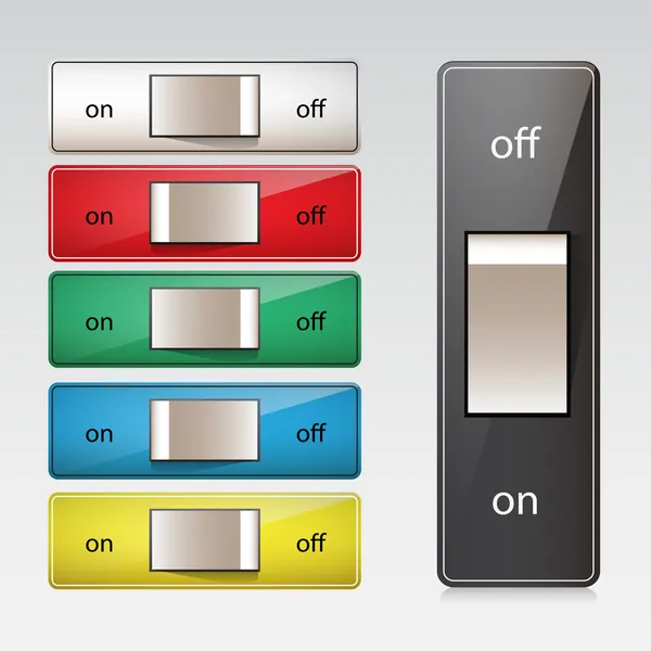 Conjunto Interruptores Que Muestran Las Posiciones Encendido Apagado — Vector de stock