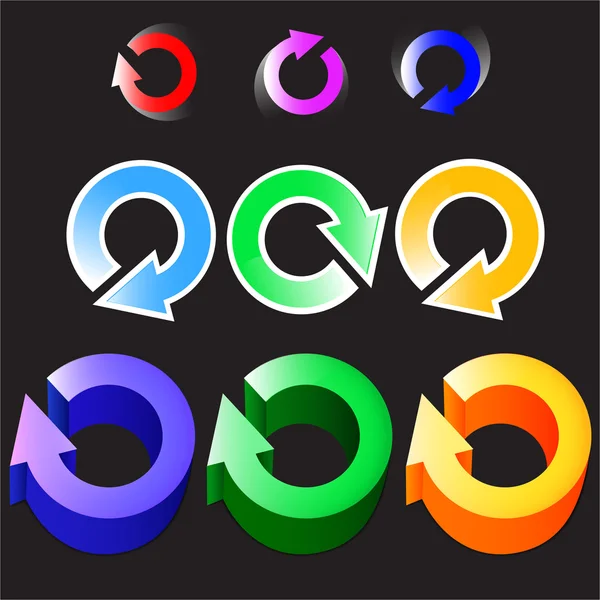 Juego Flechas Circulares Colores Logotipos Vector — Vector de stock