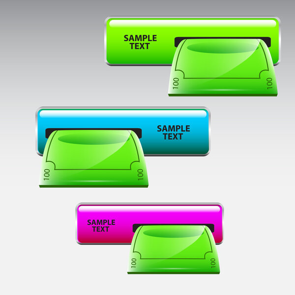 Inserting banknote in machine. Vector