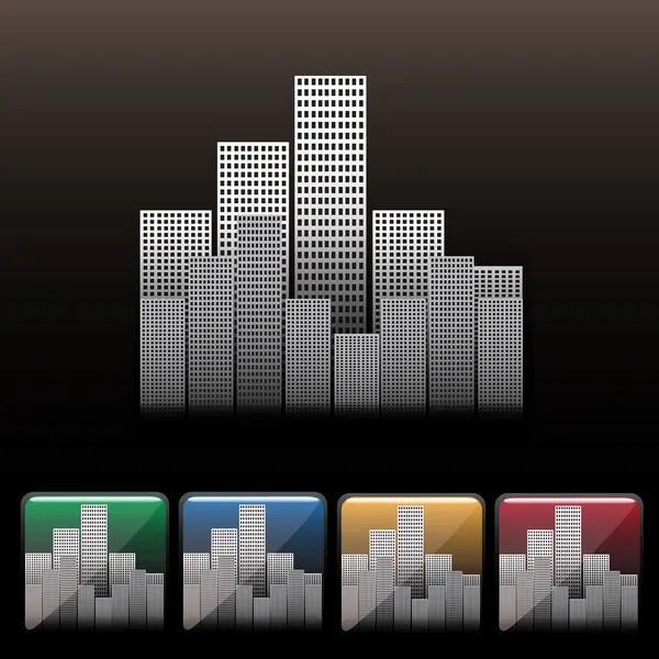 Skyscraper City Icon Set Vector — Stock Vector