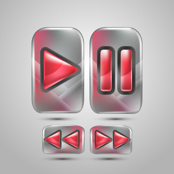 Play ,Pause and Stop buttons. Music icons. Vector illustration.