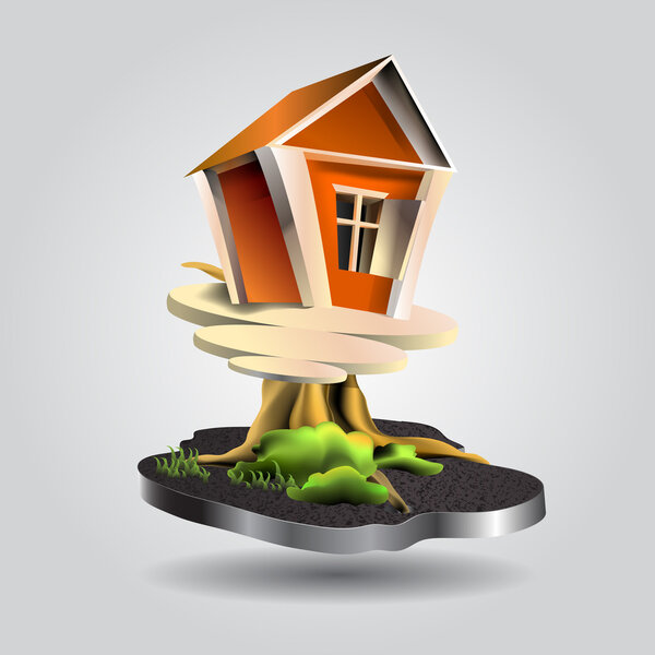 Vector Illustration of a small tree house