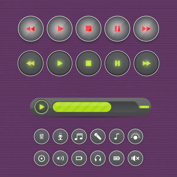 Vektor Uppsättning Media Knappar — Stock vektor