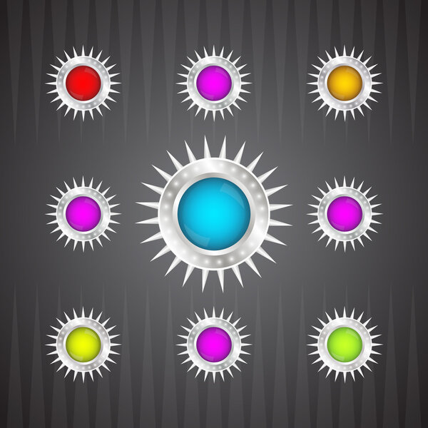 Collection of colorful glossy round buttons