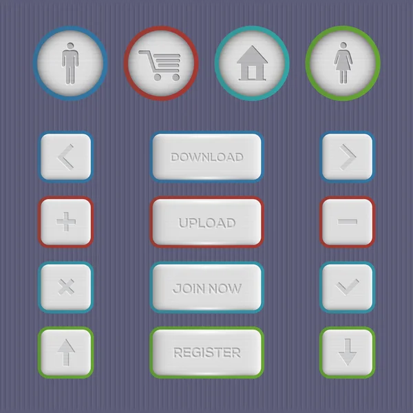 Boutons Web Avec Télécharger Télécharger Rejoindre Maintenant Enregistrer Des Icônes — Image vectorielle