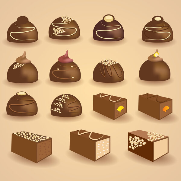 Vector set of chocolate candies