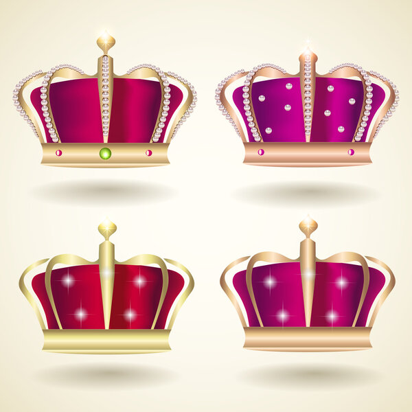 Crown Set Vector Illustration — Stock Vector