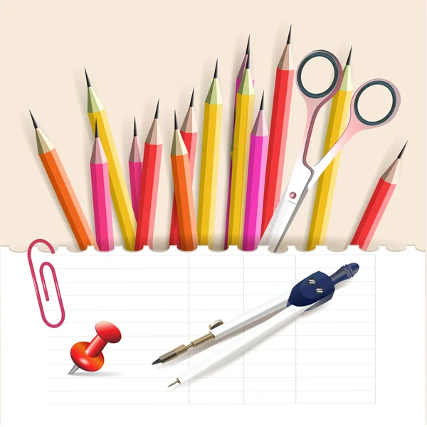 Stationery Objects Vector Illustration — Stock Vector